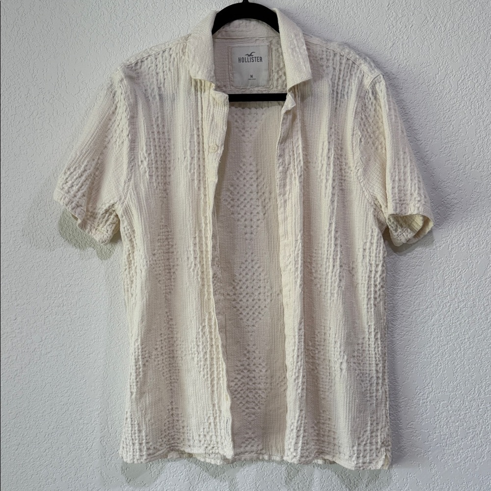 Hollister Textured Cotton Short Sleeve Button Up Men’s Medium Beach Resort Shirt